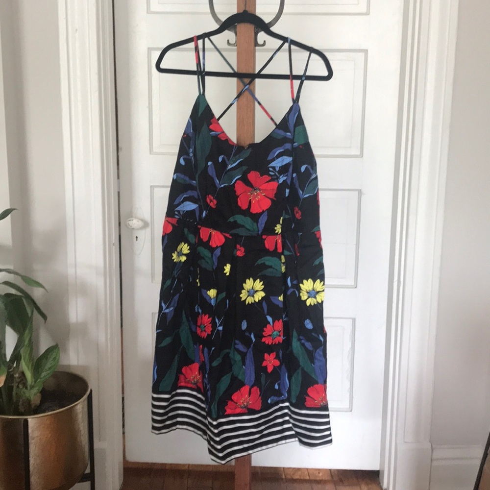 City Chic Floral Striped Midi Dress